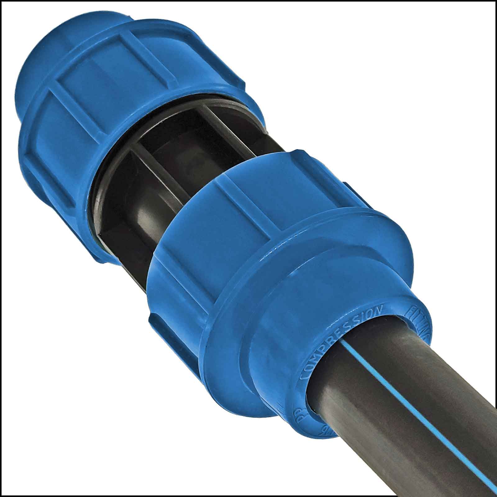 PE Rohre Klemmfitting Verschraubung DVGW mit Trinkwasserzulassung PP-Klemmverbinder Reduzier-Kupplung Größe:25 mm x 20 mm PE-Bewässerungsrohr 