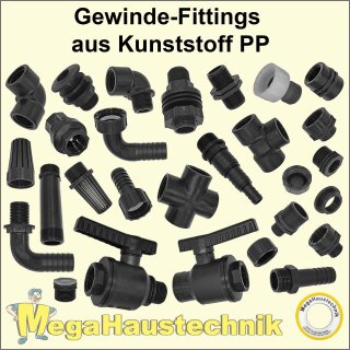 Gewinde-Fittings aus Kunststoff Polypropylen...