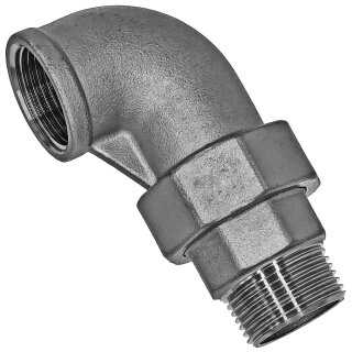 Gewinde-Fitting aus Edelstahl > Winkelverschraubung 90 Grad flach dichtend mit Innengewinde und Außengewinde (IG-AG) 1/2 Zoll