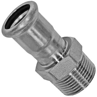 Press-Fitting mit M-Kontur für Edelstahlrohr > Übergang mit Außengewinde (i-AG) 28 mm x 3/4 Zoll