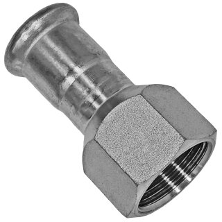 Press-Fitting mit M-Kontur für Edelstahlrohr > Übergang mit Innengewinde (i-IG) 28 mm x 3/4 Zoll