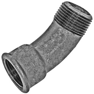 Gewinde-Fitting aus Temperguss verzinkt > Bogen 45 Grad mit Innengewinde und Außengewinde Nr.40 (IG-AG) 3/4 Zoll