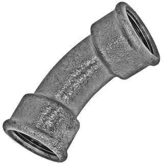 Gewinde-Fitting aus Temperguss verzinkt > Bogen 45 Grad mit Innengewinde Nr.41 (IG-IG) 3/4 Zoll