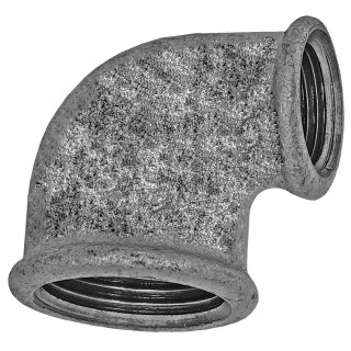 Gewinde-Fitting aus Temperguss verzinkt > Winkel 90 Grad mit Innengewinde reduzierend Nr.90r (IG-IG.r.) 3/4 Zoll auf 1/2 Zoll