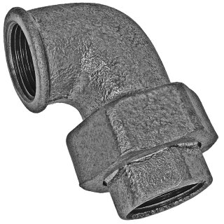Gewinde-Fitting aus Temperguss verzinkt > Winkelverschraubung 90 Grad flach dichtend mit Innengewinde Nr.95 (IG-IG) 1 Zoll