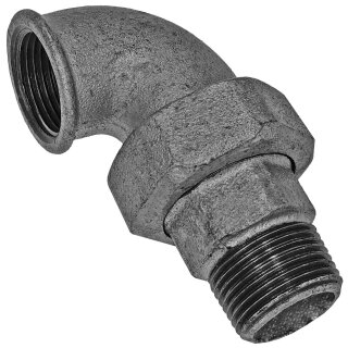 Gewinde-Fitting aus Temperguss verzinkt > Winkelverschraubung 90 Grad konisch dichtend mit Innengewinde und Außengewinde Nr.98 (IG-AG) 1 1/4 Zoll