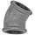 Gewinde-Fitting aus Temperguss verzinkt > Winkel 45 Grad mit Innengewinde Nr.120 (IG-IG) 1 1/2 Zoll