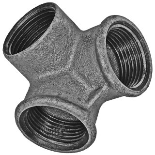 Gewinde-Fitting aus Temperguss verzinkt > Winkelverteiler T-Stück Eckform mit Innengewinde Nr.221 (IG-IG-IG) 1 Zoll