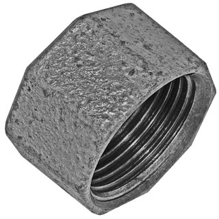 Gewinde-Fitting aus Temperguss verzinkt > Kappe mit Sechskant und Innengewinde Nr.300 (IG) 1/2 Zoll