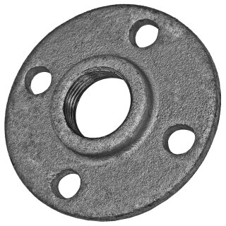 Gewinde-Fitting aus Temperguss verzinkt > Flansch mit Innengewinde und mit vier Bohrungen Nr.329 (IG) 2 Zoll