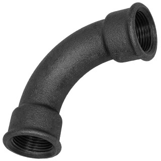 Gewinde-Fitting aus Temperguss schwarz > Bogen 90 Grad mit Innengewinde Nr.2 (IG-IG) 3/8 Zoll