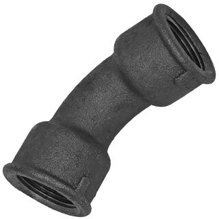 Gewinde-Fitting aus Temperguss schwarz > Bogen 45 Grad mit Innengewinde Nr.41 (IG-IG) 1/2 Zoll