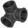 Gewinde-Fitting aus Temperguss schwarz > Winkelverteiler T-Stück Eckform mit Innengewinde Nr.221 (IG-IG-IG) 3/4 Zoll