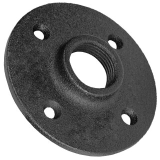 Gewinde-Fitting aus Temperguss schwarz > Gewindeflansch mit Innengewinde und mit vier Bohrungen Nr.329 (IG) 2 Zoll