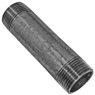 Gewinde-Fitting aus Temperguss verzinkt > Rohrdoppelnippel Langnippel mit Außengewinde Nr.23 (AG-AG) 1 1/2 Zoll Außengewinde 90mm Gesamtlänge