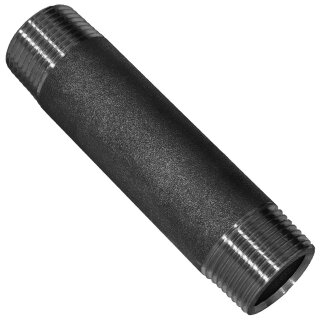 Gewinde-Fitting aus Temperguss schwarz > Rohrdoppelnippel Langnippel mit Außengewinde Nr.23 (AG-AG) 1/2 Zoll 110 mm
