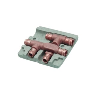2249.3 Viega Sanpress-Kreuzungs-T-Stück 2-teilig in Dämmbox Rotguss 22 mm x 15 mm