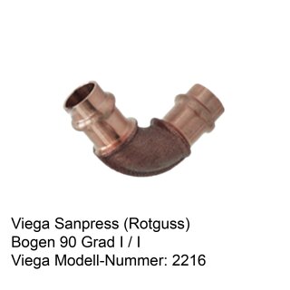 2216 Viega Sanpress-Bogen 90 Grad Rotguss i / i 15 mm