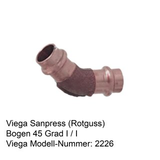2226 Viega Sanpress-Bogen 45 Grad Rotguss i / i 28 mm