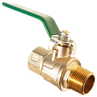 Kugelhahn aus Messing mit Hebelgriff (flach) grün AG x IG Trinkwasser DVGW 1 1/2 Zoll