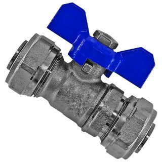 Schraub-Fitting für Mehrschichtverbundrohr > Kugelhahn mit Flügelgriff blau (i-i) 16 x 2,0mm