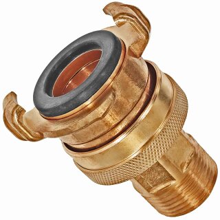 Klauen- Schnellkupplung System aus Messing kompatibel GEKA > Außengewinde und Kontermutter 1 Zoll AG (außen ca.33mm)