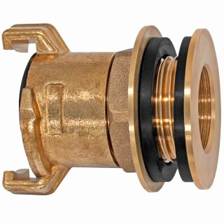 Regentonnen-Durchführung aus Messing mit Klauen- Schnellkupplung für GEKA Loch 34mm IG 3/4 Zoll AG 1"