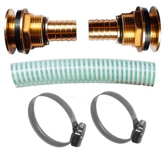 Regentonnenverbinder aus Messing mit Saugschlauch