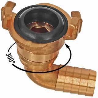 Klauen- Schnellkupplung System aus Messing kompatibel GEKA > Winkel-Schlauchtülle drehbar Tülle außen 13mm (1/2 Zoll)