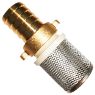 2/3 Schlauchverschraubung aus Messing mit Vorsatzfilter 1/2 Zoll Tülle ca.13mm