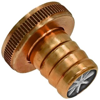 Schlauchverschraubung aus Messing mit Rändelmutter und Tülle ohne Zentrierstern IG 1 Zoll =30mm / Tülle 19mm