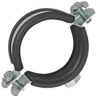 Zweischrauben Gelenkrohrschellen mit Schallschutzeinlage  1 1/2" = 48-53mm Durchmesser 100 Stück (im Pack mit Rabatt)