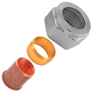15mm Klemmringverschraubung für Kupfer- und Weichstahlrohr 1/2 Zoll mit Stützhülse