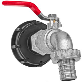 IBC Kappe mit 3/4 Zoll Kugelauslaufventil mit Hebelgriff rot mit Dichtung