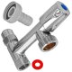 Eckfix Maschinen Geräte Ventil Anschluss 3/8" Zoll Innengewinde IG und Abgang mit 3/4" Zoll Außengewinde AG mit Schlauchtülle Außendruchmesser 15mm für 1/2" Schlauch Waschmaschine Spülmaschine