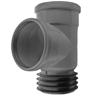 HT Abflußrohr-System > Steckabzweig 87 Grad DN110 x DN110 Rohr Außendurchmesser 110mm x 110mm 2 Steck Muffen mit Gummi-Dichtungen + Gummi-Manschette, Abwasser Abfluss Leitung Einsteck Stück