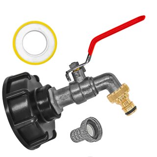 IBC Tank Anschluß S60x6 Adapter Auslaufhahn Messing-Stecker für Gardena Buchse