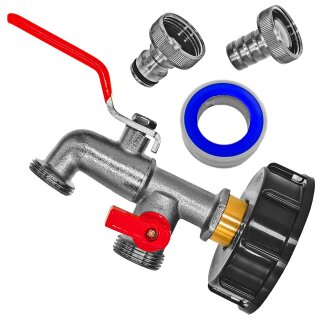 IBC Kappe mit Doppelhahn mit Außengewinde