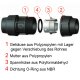 PP Klemmverbinder-Fitting für PE-Rohr > T-Stück reduzierend (i-i-i) 32mm x 25mm x 32mm