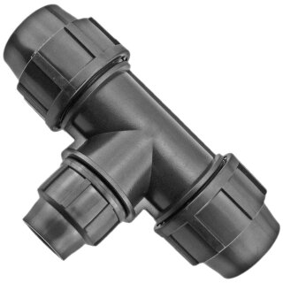 PP Klemmverbinder-Fitting für PE-Rohr > T-Stück reduziert (i-i-i) 50mm x 25mm x 50mm