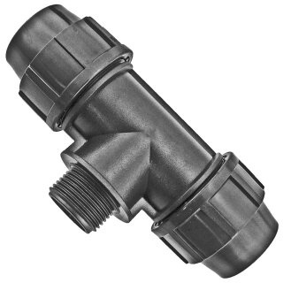PP Klemmverbinder-Fitting für PE-Rohr > T-Stück mit Aussengewinde (i-AG-i) 32mm x 1 1/4 Zoll