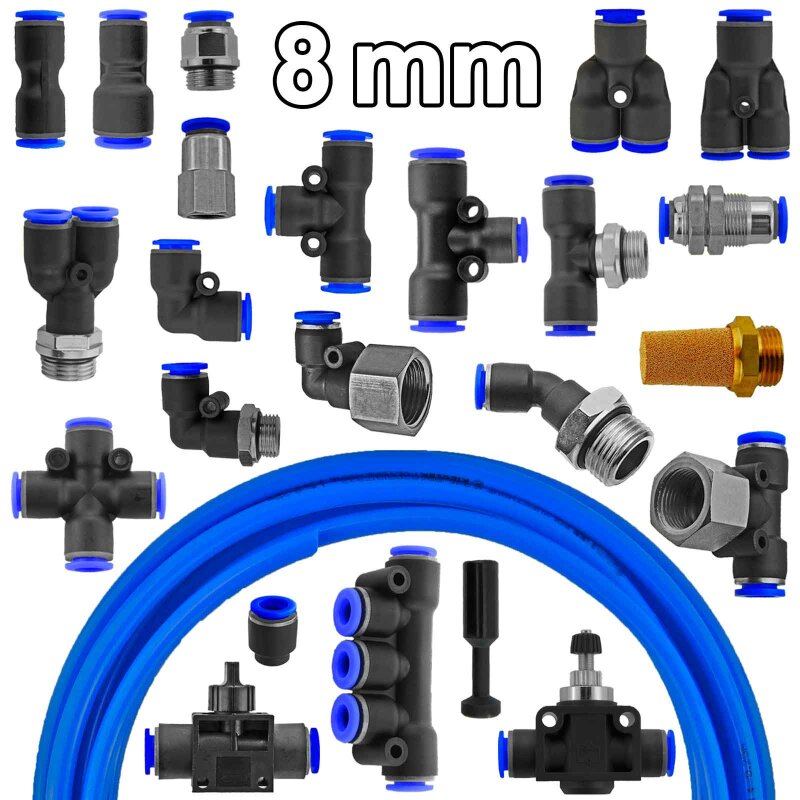 5pcs Steckverbinder Pneumatik Druckluft Verbinder Kupplung Schlauch 8mm 