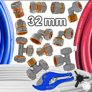 Schraub-Fittings für Mehrschichtverbundrohr Ø 32,0 x 3,0mm