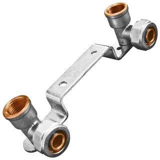 Schraub-Fitting für Mehrschichtverbundrohr > Wandwinkel auf Montageplatte gekröpft Stichmaß 153mm (i-IG) (i-IG) 16 x 2,0 mm 1/2 Zoll