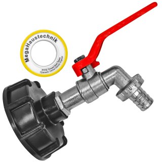 IBC Kappe mit Kugelauslaufventil Zink 1/2" Schlauchtülle Ø ca.15mm