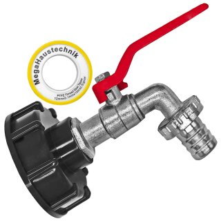 IBC Kappe mit Kugelauslaufventil Zink 3/4" Schlauchtülle Ø ca.20mm
