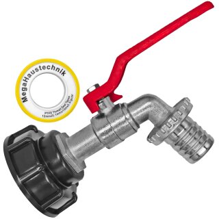 IBC Kappe mit Kugelauslaufventil Zink 1" Schlauchtülle Ø ca.28mm