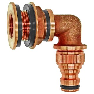Regentonnenverschraubung verschiedene Ausführungen Winkel 90° Schlauchtülle Filter Stecker für Gardena Lochdurchmesser 27mm + Stecker