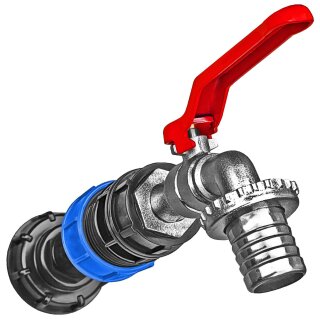 IBC Adapter S60 Verlängerung mit Auslaufhahn 1 Zoll Hahn Tülle Ø ca.28mm