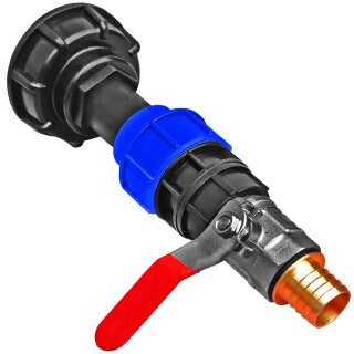 IBC Adapter S60 Verlängerung mit Kugelhahn und Schlauchtülle 1 Zoll Hahn Tülle Ø ca.28mm
